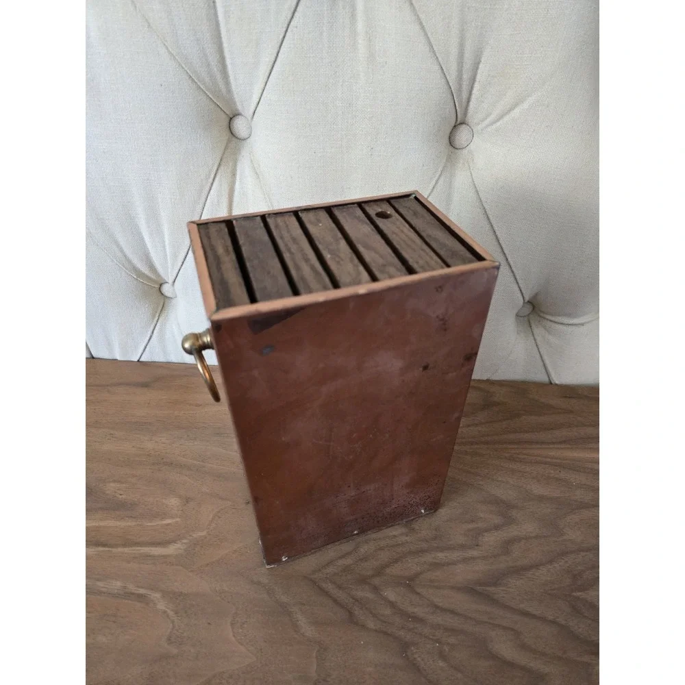 Vintage De La Cuisine copper knife holder block crafted in USA